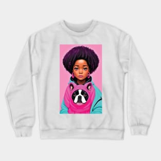 Amara with French Bully Hoody Crewneck Sweatshirt